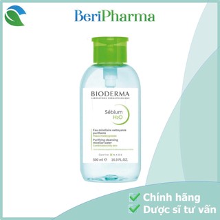  ✅ CHÍNH HÃNG  BIODERMA Nước Tẩy Trang Dành Cho Da Dầu Mụn Phiên Bản Nắp Nhấn Sebium H2O 500ml 