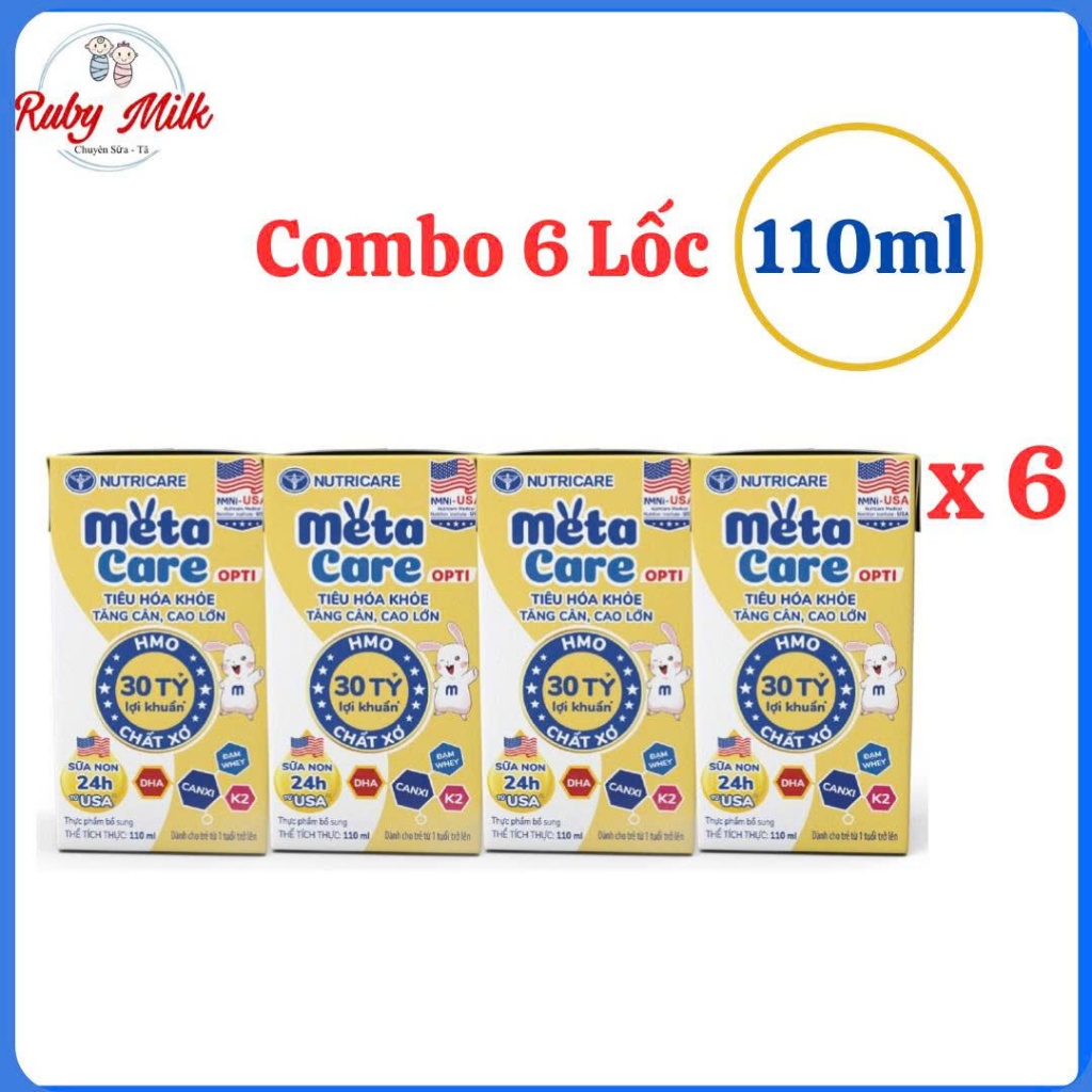 Combo 6 Lốc Sữa Pha Sẵn Metacare Opti Hộp 110ml