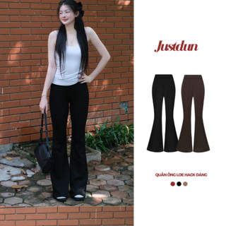 [Mặc hè] Quần Ống Loe Legging Cạp Cao Chất Cotton Mịn Mềm Mát Ôm fit Dáng Justdun Women H70