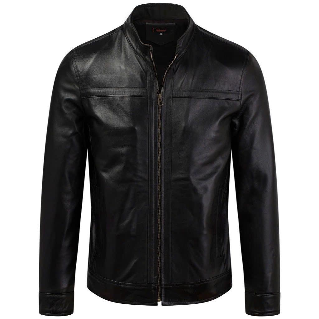 Áo da nam, áo da thật cao cấp Fttleather Racer Jacket Da Bò Cổ Trụ Viền Ngang Ngực - AD204