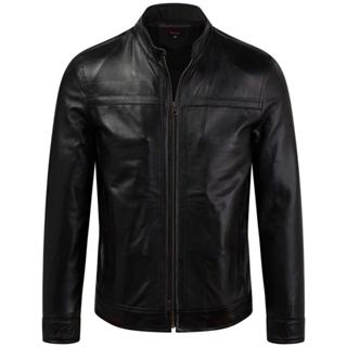  Áo da nam áo da thật cao cấp Fttleather Racer Jacket Da Bò Cổ Trụ Viền Ngang Ngực - AD204 