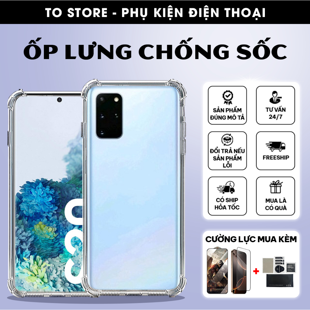 Ốp lưng Samsung S20, S20 Plus, S20 Ultra, S20 FE Silicon dẻo trong chống sốc 4 cạnh bảo vệ camera | 