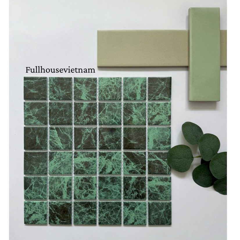 Gạch mosaic gốm sứ họa tiết đá xanh - gạch ốp tường trang trí, nhà hàng, khách sạn,... sẵn kho SG