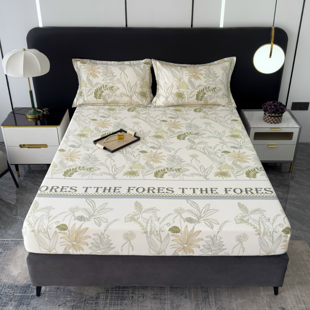 Ga giường Lụa Thái cao cấp kèm 2 vỏ gối, Bộ ga gối 3 món 1m2, 1m4, 1m5, 1m6, 1m8, 2m2, x2m mềm mịn, thoáng mát