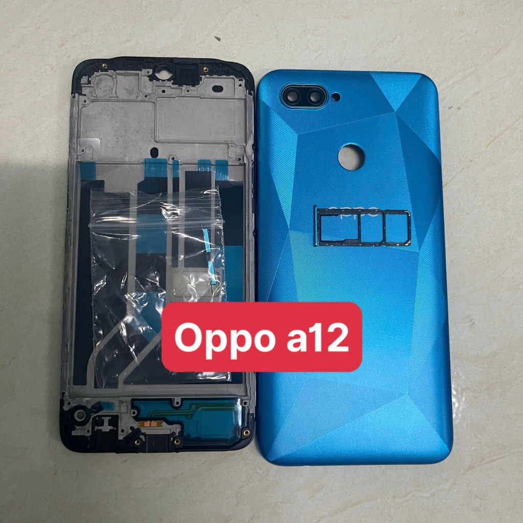 bộ vỏ oppo A12 (gồm lưng,sườn,phím ,kính camera)