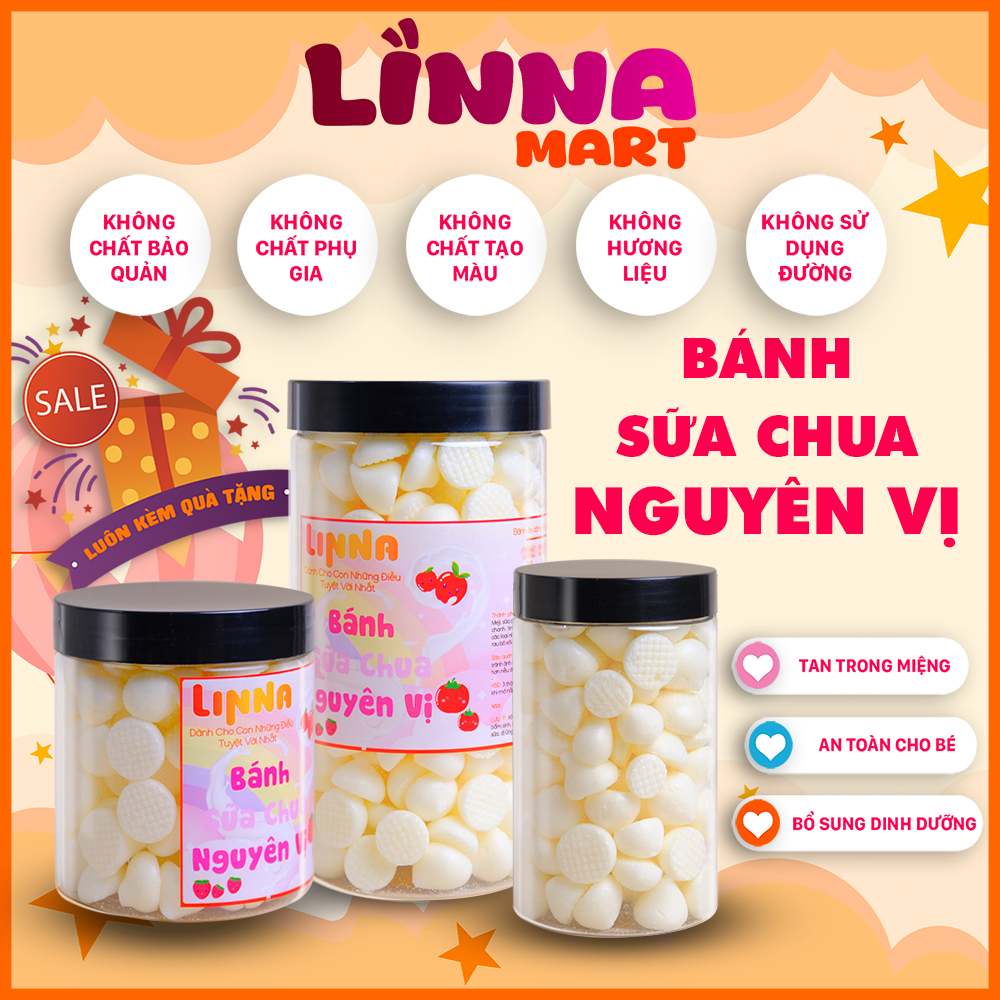 Bánh Ăn Dặm Cho Bé Sữa Chua Hỗ Trợ Tiêu Hóa Bổ Sung Canxi Và Vitamin D Hũ 350ml/ 600ml- LINNA