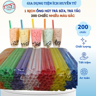 1 bịch ống hút trà sữa/ trà tắc nhiều màu trọng lượng 420 gr khoảng 200 ống, tiện lợi, tiết kiệm