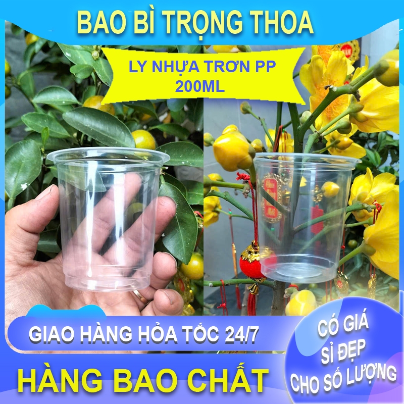 Ly nhựa trơn pp 200ml  ( 1 cây 50 cái)