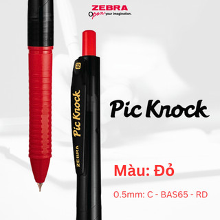 Bút Bi ZEBRA Pic Knock 0.5mm, Mực đều, Màu Đen/ Đỏ/ Xanh,  Nhẹ 6.9g, Viết Êm Tay [Chính Hãng Nhật]