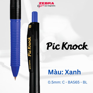 Bút Bi ZEBRA Pic Knock 0.5mm, Mực đều, Màu Đen/ Đỏ/ Xanh,  Nhẹ 6.9g, Viết Êm Tay [Chính Hãng Nhật]