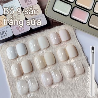  MORDDA Bộ sơn móng tay 9 màu trắng sữa mới phù hợp cho gia đình và tiệm làm móng 