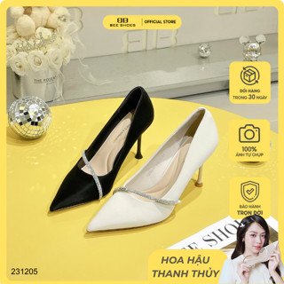Giày cao gót nữ BEE SHOES mũi nhọn đính đá chéo gót 9cm - 231205 (form 1.5)
