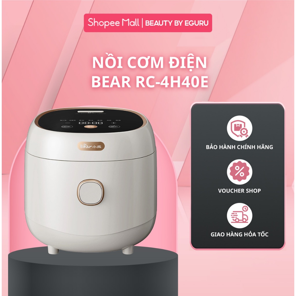 Nồi Cơm Điện 1.5L Bear RC-4H40E | 800W - Chống Dính 5 Lớp - 6 Chế Độ Nấu | BH Chính Hãng 18 Tháng
