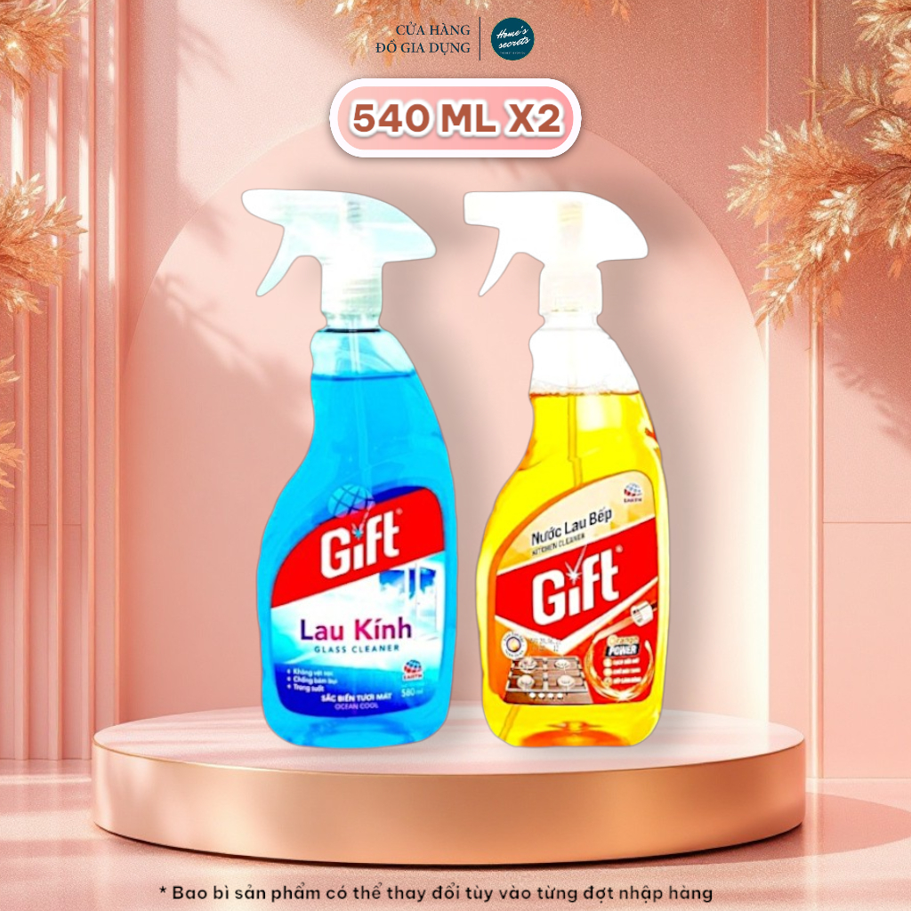 [HỎA TỐC HCM] Combo Nước lau kính Gift 540ml + Nước lau bếp Gift 540ml