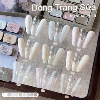  MORDDA Sơn móng tay dạng gel dạng đặc màu trắng sữa mới 9 màu thích hợp sử dụng tại nhà và tiệm làm móng 