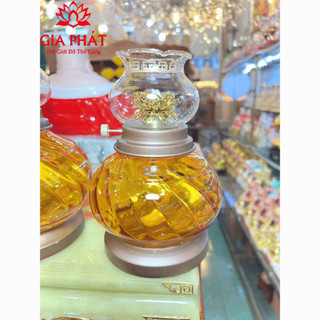 Đèn dầu thờ hoa sen số 3, đèn thờ cúng pha lê hoa sen, đèn dầu gia tiên, đèn thờ cúng Gia Phát