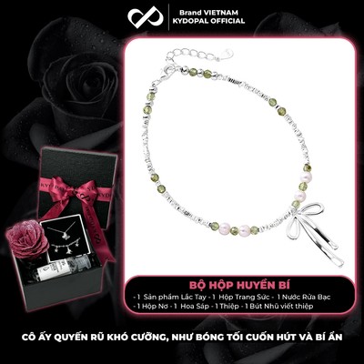 [HCM Hỏa Tốc] Lắc tay bạc nữ KYDOPAL hạt bạc vỡ treo nơ mix trai đá Period thạch anh dâu hồng tự nhiên - PAL9C3L3