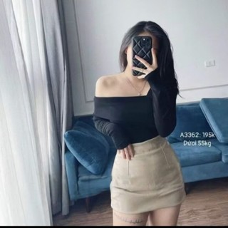 Áo thun borip lệch vai tay dài