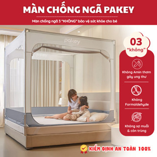 [NEW] Màn Chống Ngã Cho Bé PAKEY, Mùng Chống Ngã Khung Vuông Chống Muỗi, Chắn Giường Không Khoan Tường