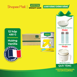 Thùng Sữa Tăng Cân Appeton Weight Gain cho Người lớn hương Vanilla lon 450g - 12 Lon