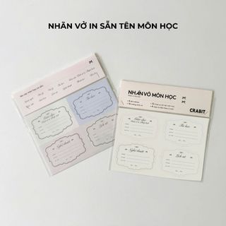 Nhãn vở in sẵn tên môn học cấp 2 3 decal dán hoạ tiết Coquette Crabit Ribbon 2 Reverie Diary Collection