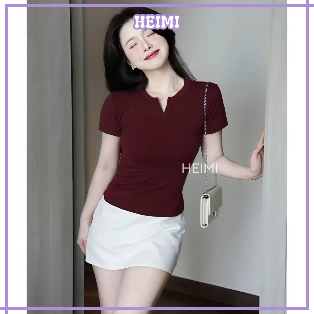 Áo Thun Cổ Trụ Tàu Form Ôm Body HEIMI, Áo Body Thắt Eo Tôn Dáng Chất Thun Cotton Mềm Mịn Co Giãn | BigBuy360 - bigbuy360.vn