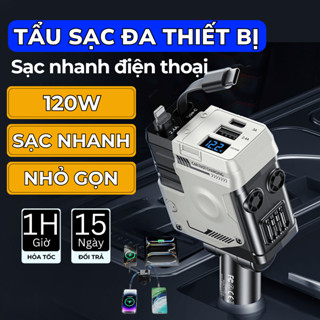 [Hỏa tốc] Tẩu Sạc Nhanh Ô Tô Tích Hợp 4 Cổng Dây Rút Tự Động Kích Thước Nhỏ Gọn Sạc Nhanh Dòng Điện Ổn Định