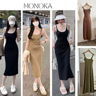 ( Nhiều mẫu) Váy 2 dây maxi ôm body dáng xòe Đầm 2 dây dài tôn dáng trơn basic đi biển đi chơi ulzzang T418G MONOKA