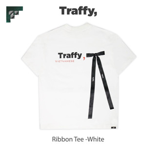   CHÍNH HÃNG  Áo Thun TRAFFY "Đín Nơ" SS1 Màu Trắng 100% Cotton Unisex 