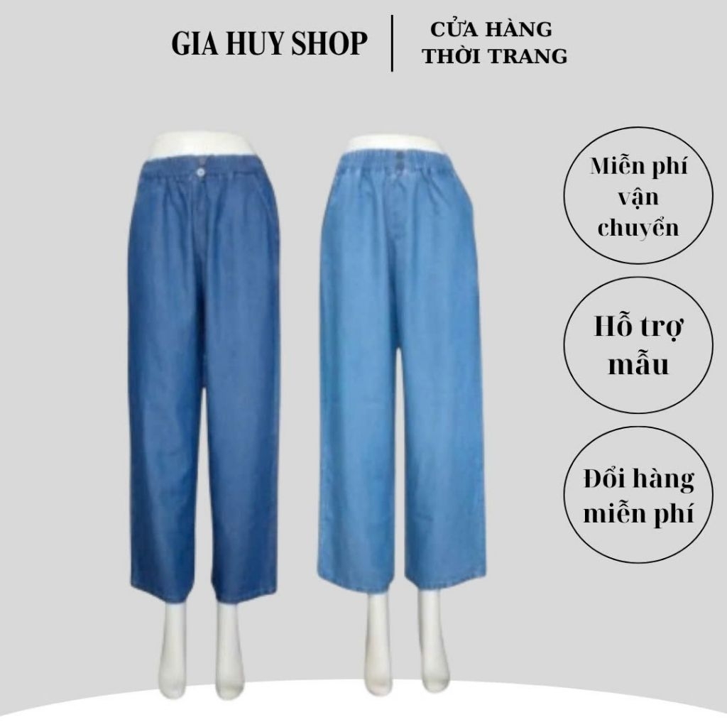 Quần dài ống rộng jean giấy lụa mềm mát.5HT