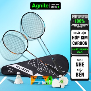   VOUCHER 20K  Bộ 2 vợt cầu lông chính hãng AGNITE hợp kim carbon siêu bền siêu nhẹ chất lượng cao căng 9 -11kg tặng túi 