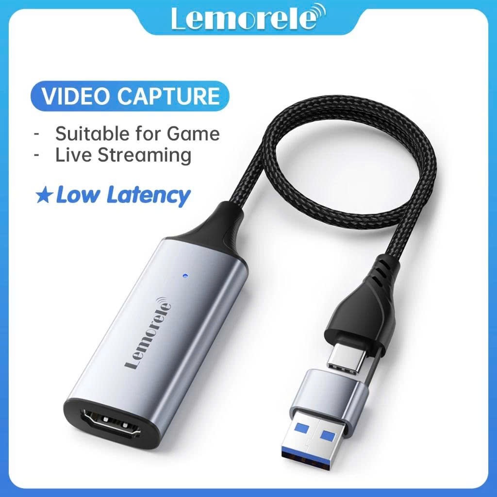 Thẻ ghi hình video Capture Lemorele Usb Type C 2 in 1 -Đầu ghi hình Video Capture dùng để livestream