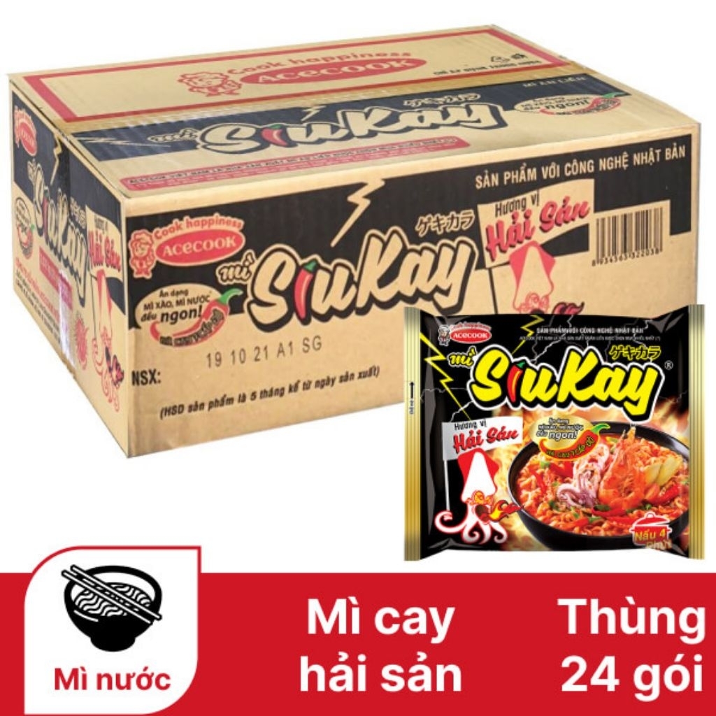 Thùng 24 Gói Mì Hải Sản SiuKay 128g/1 gói - Date Mới - Giao Hàng Nhanh Toàn Quốc