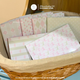 (2 tờ) [hoằm xoanh] Giấy bao tập, bọc vở, bao sách nơ hoa coquette ୨ৎ | thiết kế bởi Bliss.