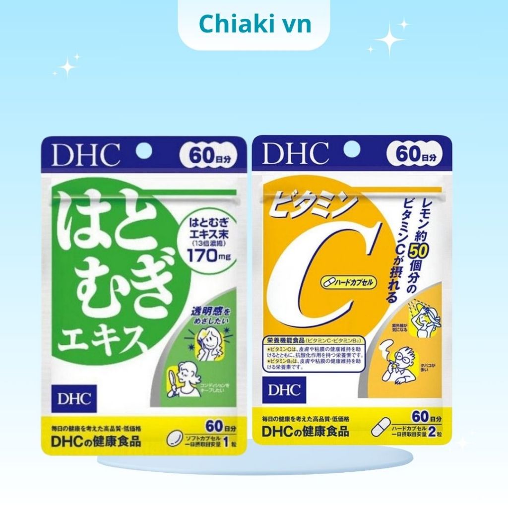 Combo viên uống Vitamin C DHC 120 viên & Trắng da 60 viên