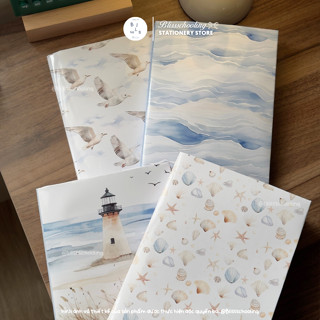 [bờ biển đằm thắm] Giấy bao tập, bọc vở, bao sách bờ biển | ˖°𓇼🌊⋆🐚🫧 | thiết kế bởi Bliss.