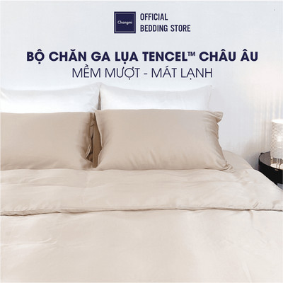 [Nhiều màu] Bộ chăn ga 4 món Tencel Châu Âu (Nệm dày >20cm) Changmi Bedding cao cấp siêu mềm mượt và mát lạnh