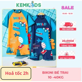 [ KEM BÉ BÉ ] Sét bơi họa tiết Khủng long bé trai. Bộ đồ bơi bé trai size 10-40kg