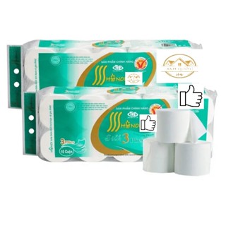 Giấy vệ sinh Hà Nội bịch gồm 10 cuộn giấy dai mềm mịn không lõi hàng chuẩn cao cấp