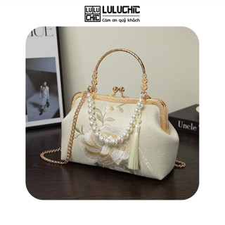 Túi xách nữ thêu phong cách Trung Quốc, túi xách nữ đi tiệc sườn xám áo dài thanh lịch cao cấp size 21 cm