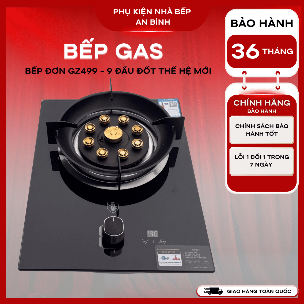 Bếp Gas Đơn 9 Đầu Đốt Gz499 - An Toàn - Nhỏ Gọn - Tiện Lợi - Tiết Kiệm Gas