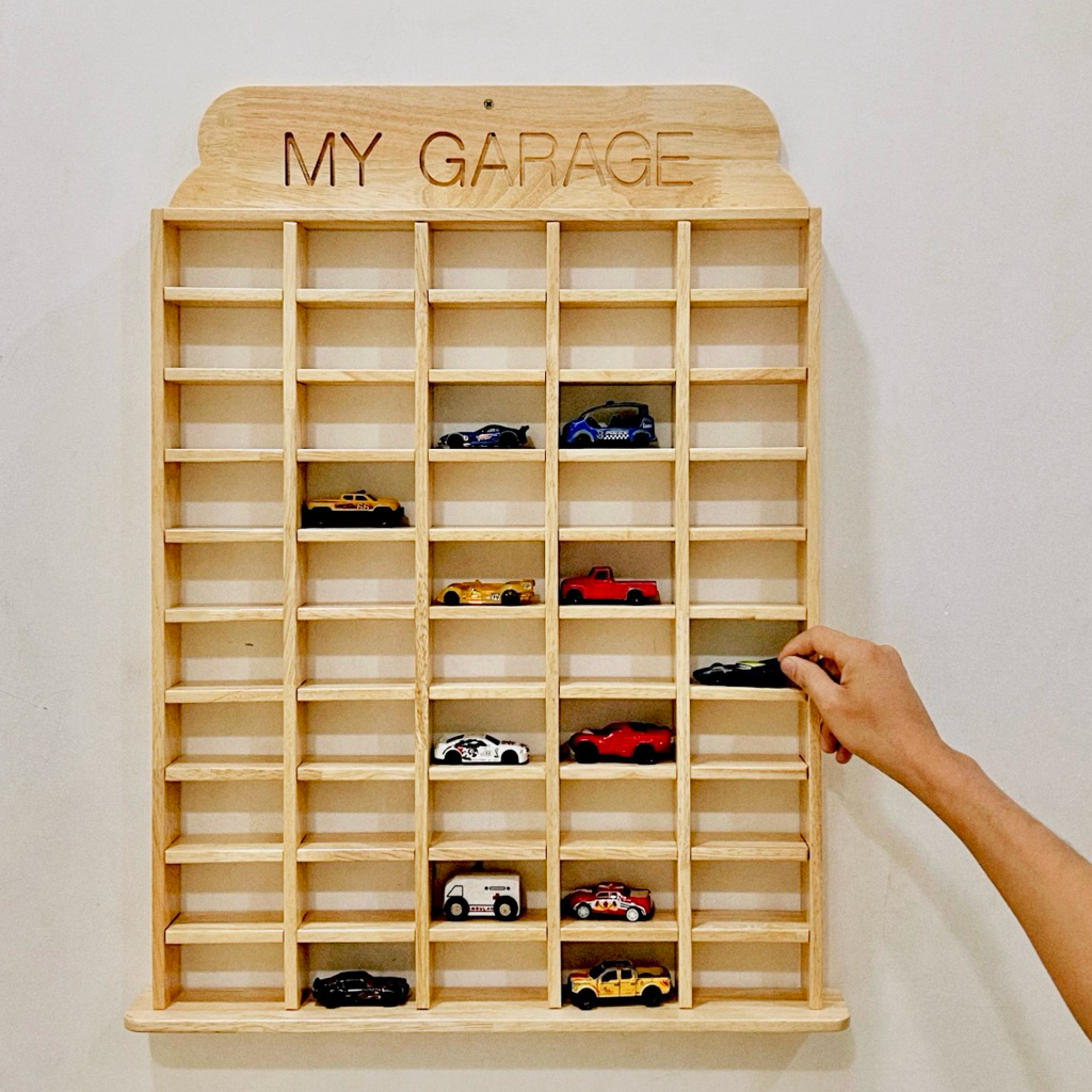 Car Garage, Kệ đồ chơi cho bé, Kệ trưng bày, Giá xe ô tô, Giá ô tô Uydecor gỗ tự nhiên