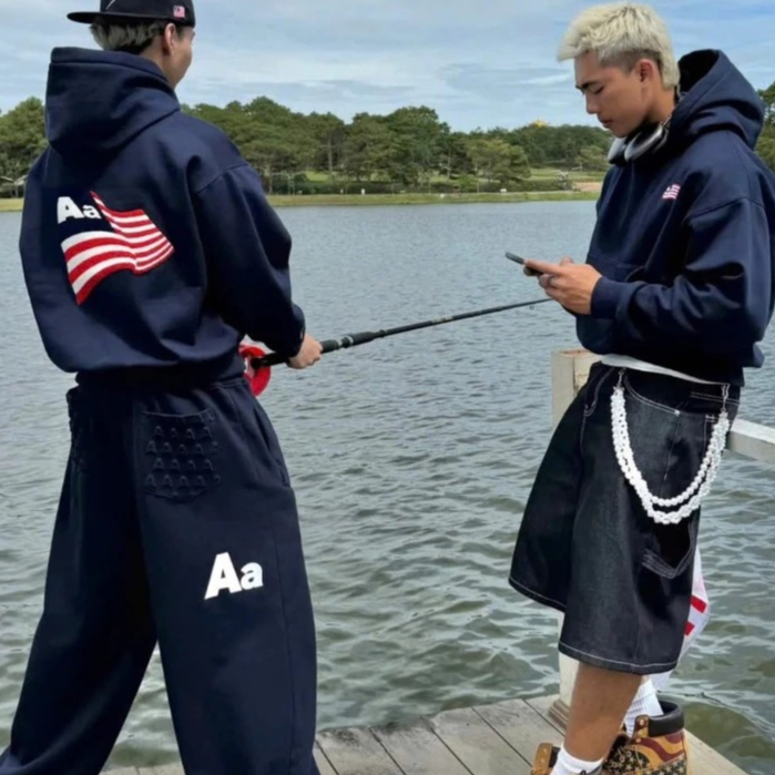Áo Khoác Hoodie Zip Nỉ Chân Cua Thêu Lá Cờ Mỹ Aa Studio Thêu Xù Khoá Kim Loại Full Tag Mạc Form Rộng Unisex