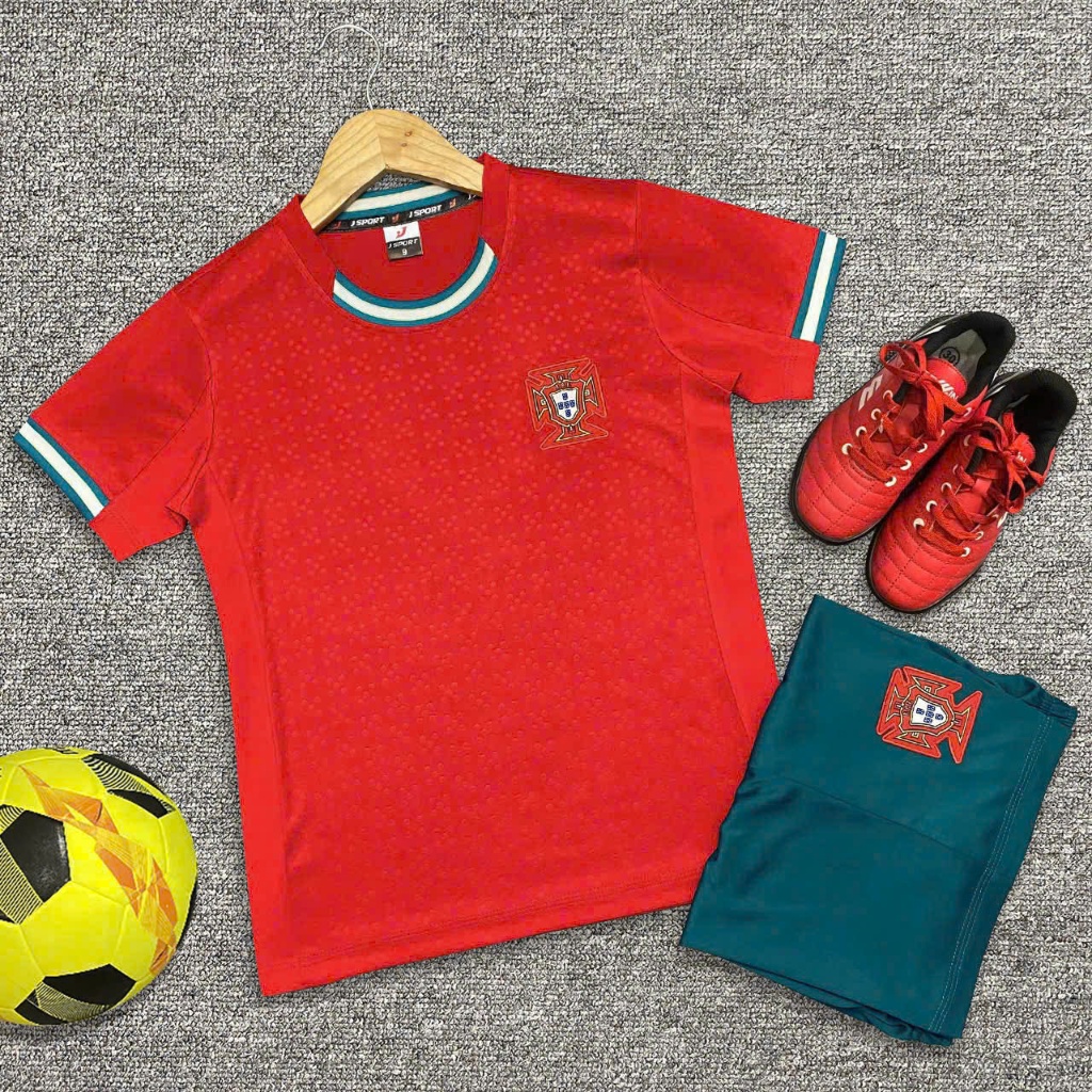 Quần Áo Bóng Đá Bồ Đào Nha Đỏ Trẻ Em Vải thun Cao Cấp JP – In Tên Số Theo Yêu Cầu REINA SPORT