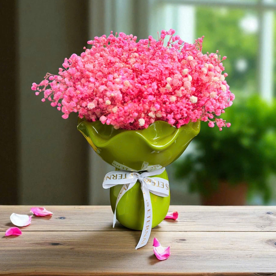 Bình hoa hình bó hoa hồng trang trí cắm hoa decpr phòng làm quà tặng phong cách Bắc Băng Dương