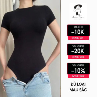  Áo bodysuit tay ngắn cổ tròn form ôm tôn dáng thời trang mới chất vải thun tăm co giãn thoải mái 