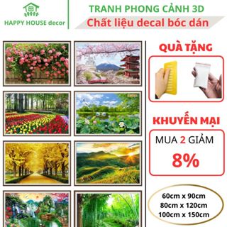  Tranh dán tường phong cảnh thiên nhiên 3D trang trí phòng khách phòng ngủ. 