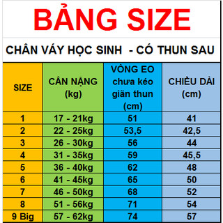 CHÂN VÁY HỌC SINH  - CÓ NÚT