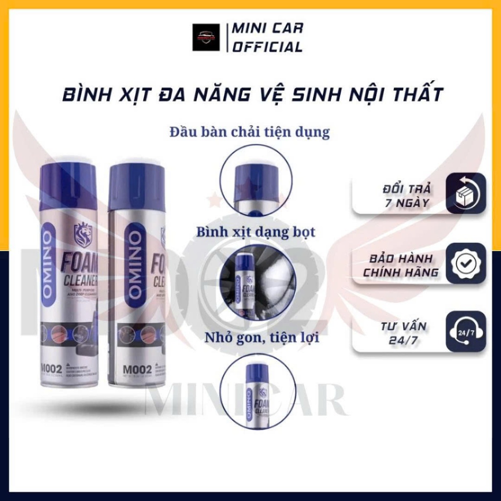 (M002)Vệ Sinh Nội Thất OMINO - Chai Xịt OMINO Vệ Sinh Nội Thất Ghế Da Trần Nỉ