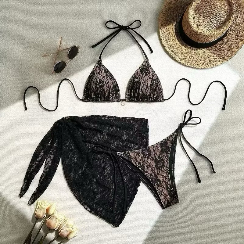 Bikini áo tắm 3 mảnh tam giác bassi phối lưới cao cấp ( sẵn hàng ) | BigBuy360 - bigbuy360.vn